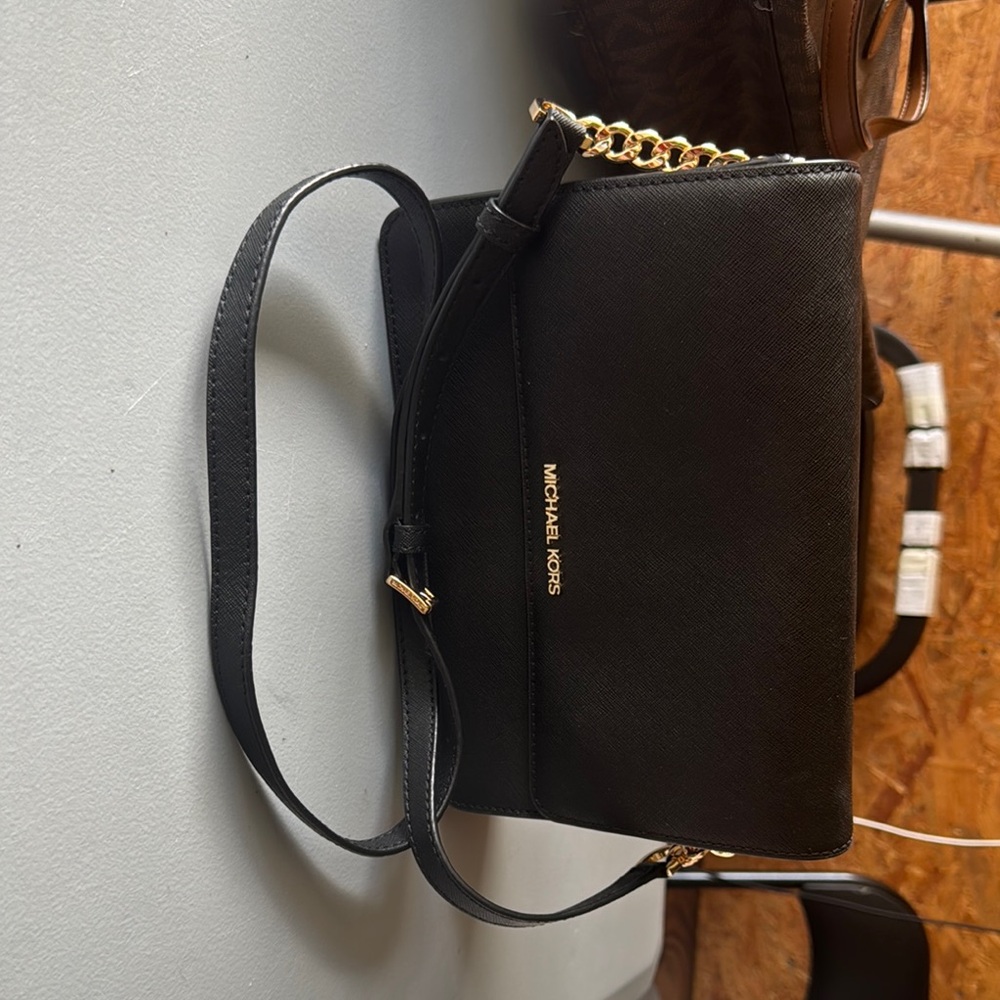 Michael Kors Black Crossbody Bag with Gold Chain